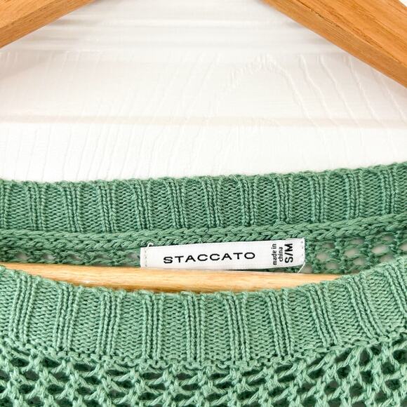 Staccato Green Open Knit Oversized Poncho Sweater Women’s Size S/M EUC - Picture 3 of 5